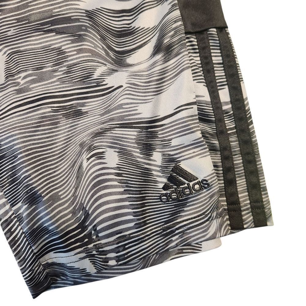 Adidas Kids Black Gray Athletic Shorts Med 10/12 - Picture 3 of 4